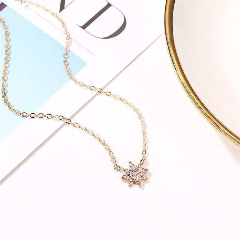 Retro Diamond Sun Flower Necklace | Gold