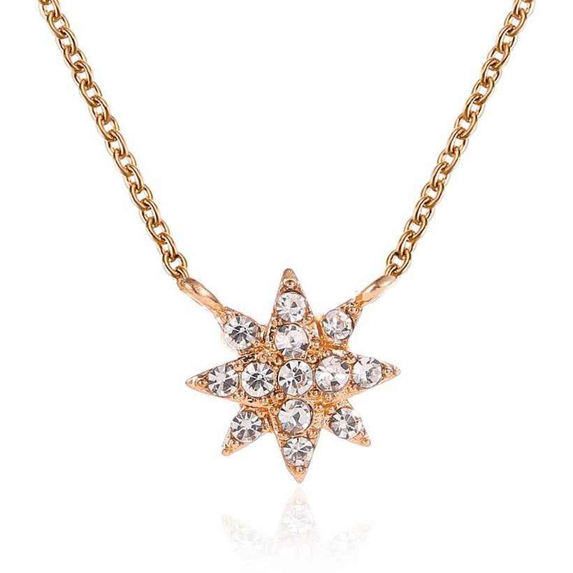 Retro Diamond Sun Flower Necklace | Gold