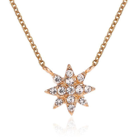 Retro Diamond Sun Flower Necklace | Gold