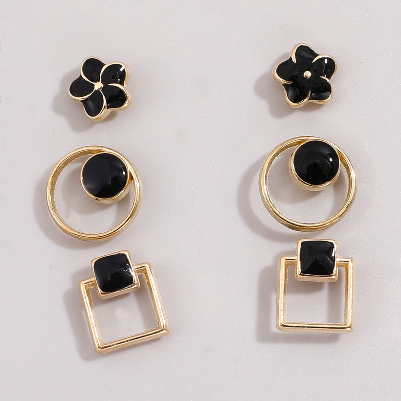 Gold Black Studs Set