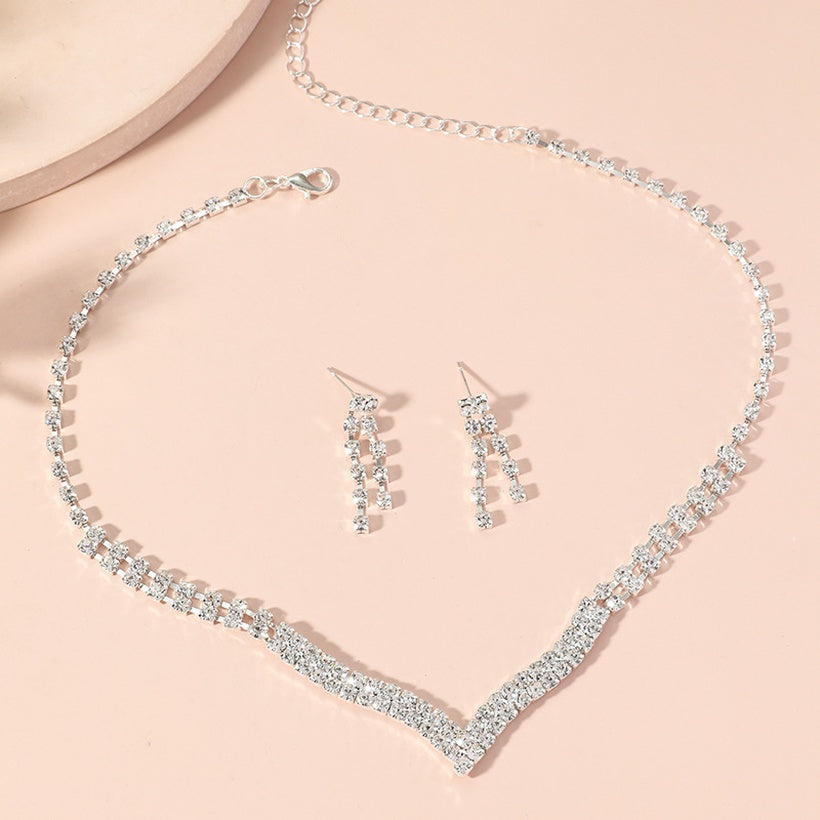 Rhinestone Necklace & Earrings Set