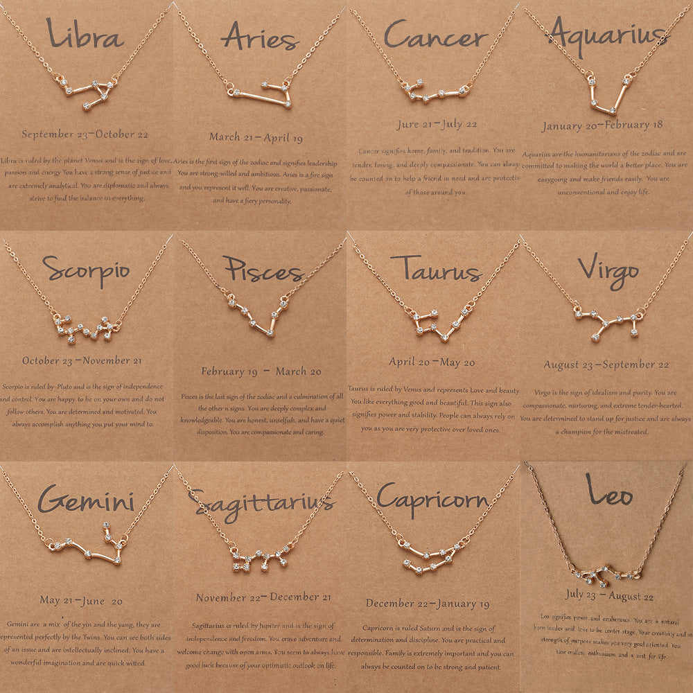 Zodiac Constellations Necklaces - Horoscope Necklaces - Gold