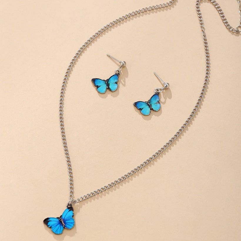 Butterfly Bohemian Necklace & Earrings | Silver