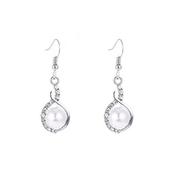 Pearl Rhinestone Earrings | Silver