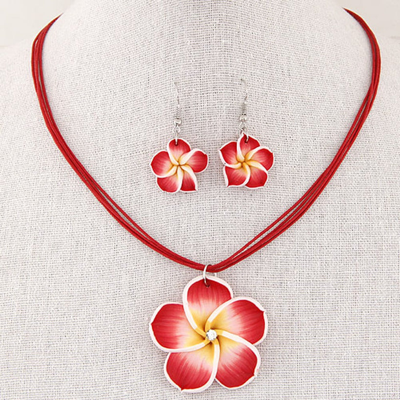 Flower String Necklace & Earrings - 3 Colours