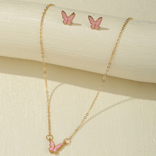 Butterfly Retro Jewellery Set | Gold