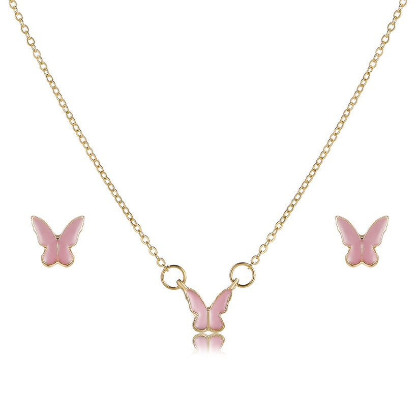 Butterfly Retro Jewellery Set | Gold