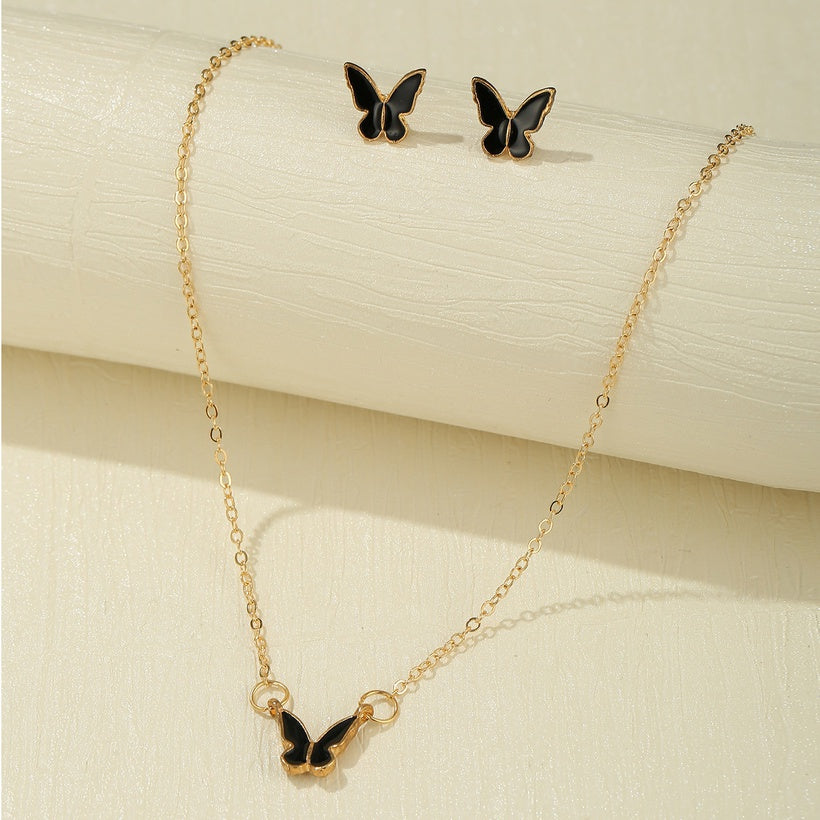 Butterfly Retro Jewellery Set | Gold