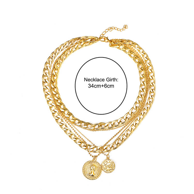 Pendant Multilayer Necklace Gold