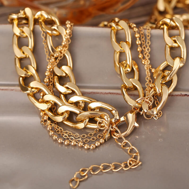 Pendant Multilayer Necklace Gold